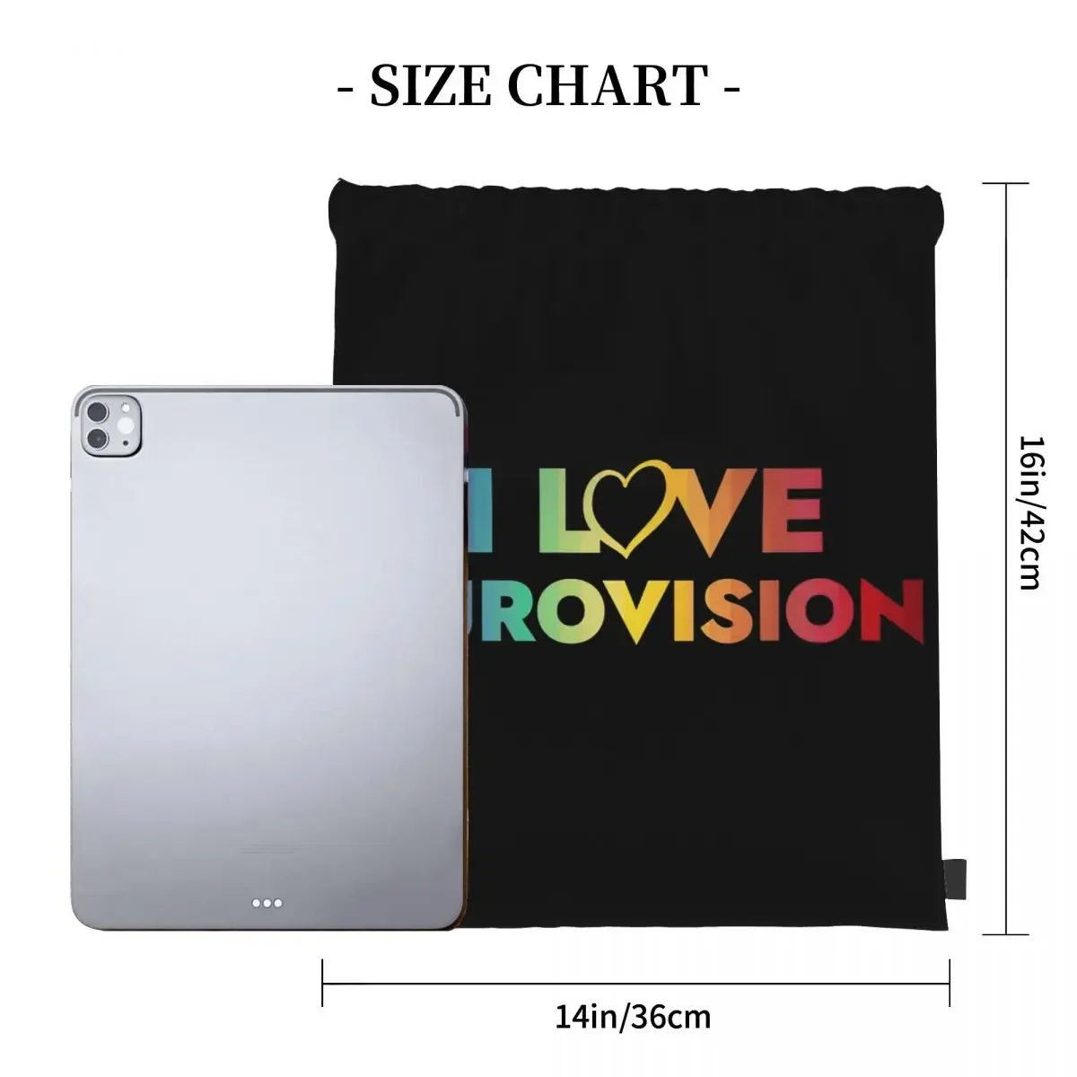 I Love Eurovision - Rainbow Backpacks Casual Portable Drawstring Bags Drawstring Bundle Pocket Sports Bag BookBag For Man Woman