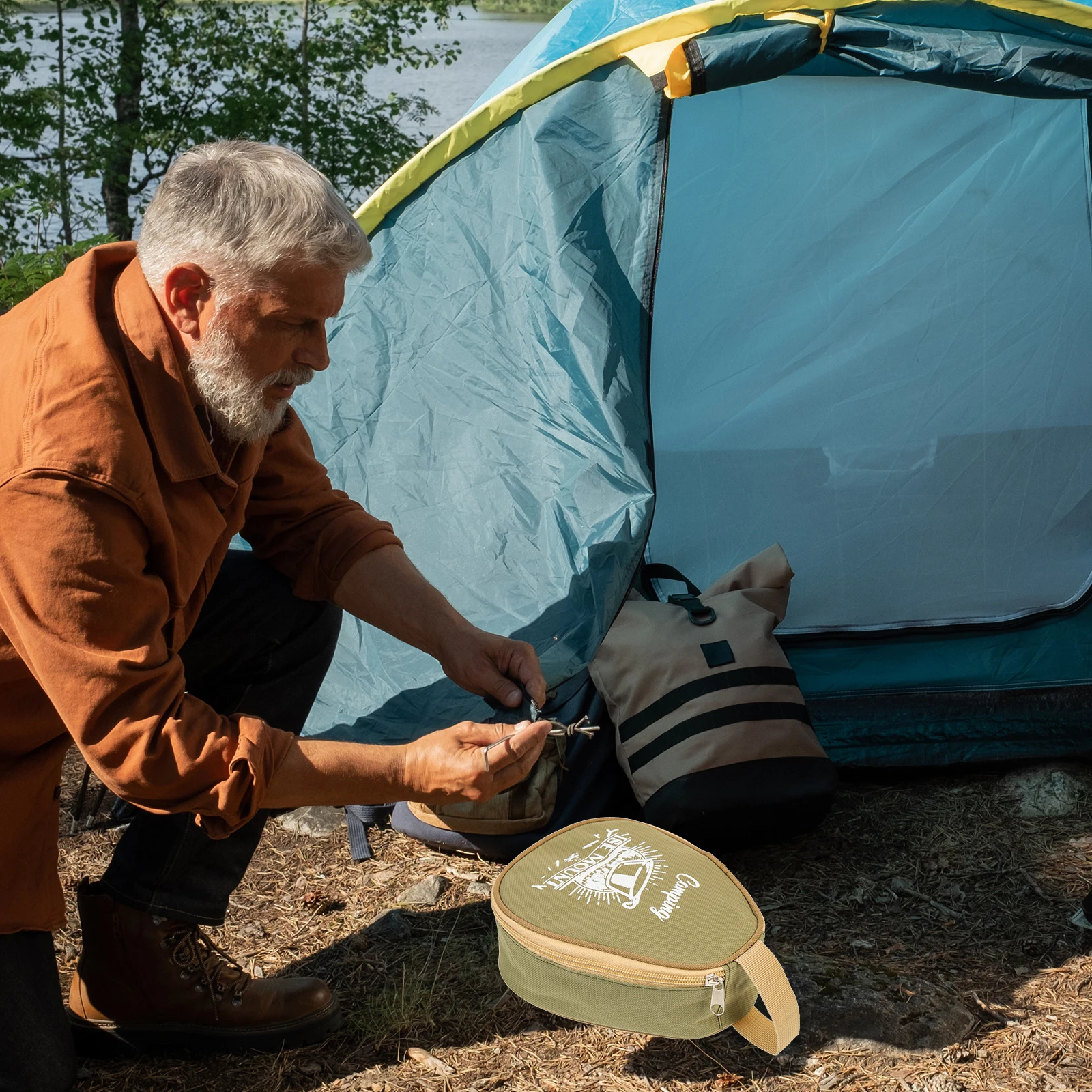 

s Large Capacity Waterproof Oxford Cloth Cutlery ganizer Camping Bowl Bag Outdoor Hanging Storage Tableware Holder