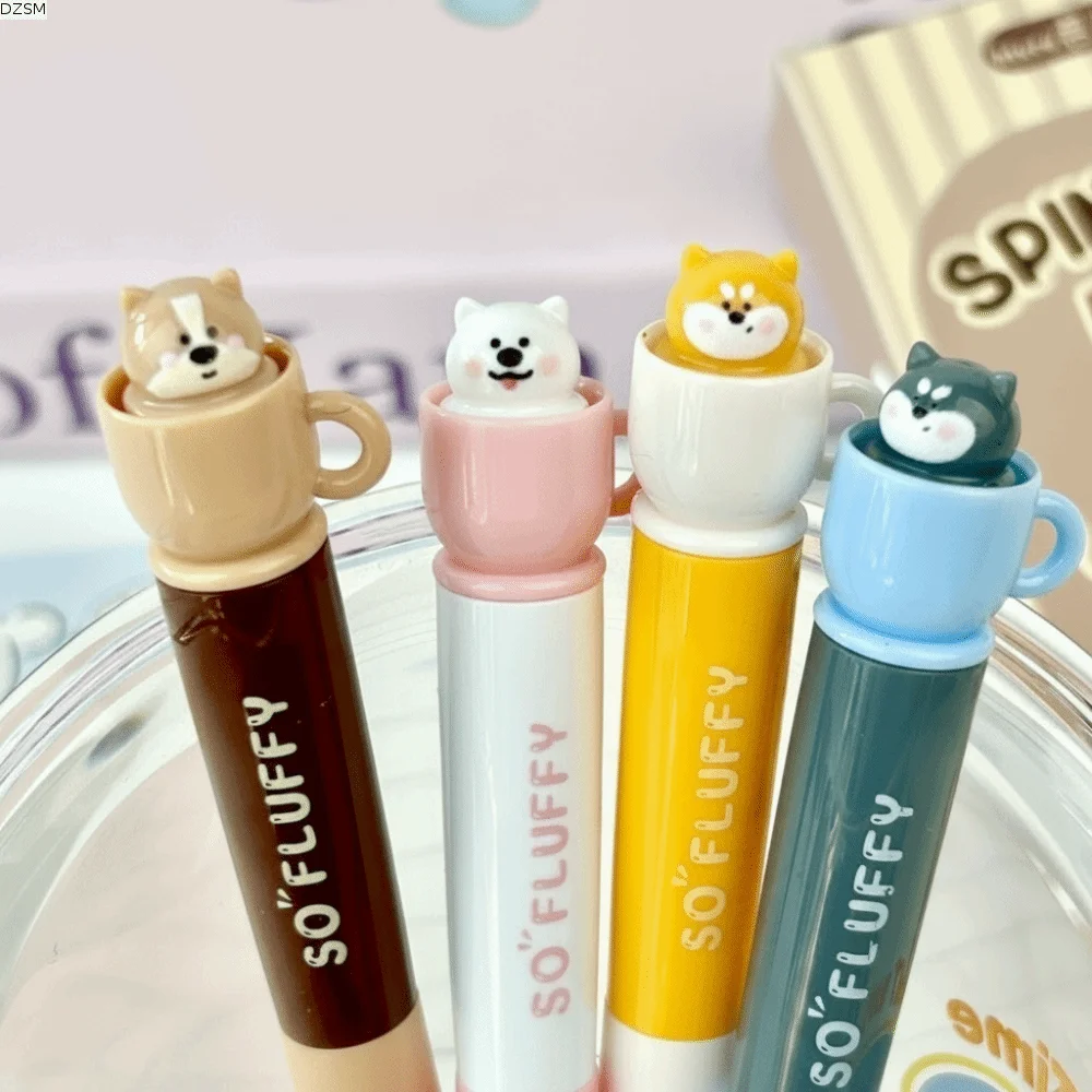 4PCS Smooth Writing Teacup Dog Gel Pen 0.5mm Cupcake Rotating Puppy Pocket Pen Rabbit Durable Quick-drying Black Pen