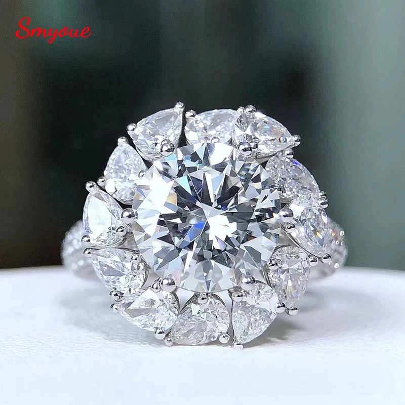 

Smyoue 3CT Certified D Color Moissanite Ring for Women Luxury Quality Jewelry Bride Wedding Engagement Band 925 Sterling Silver