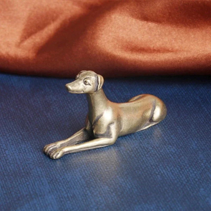 Robuste Miniatur-Hundestatue aus Messing, Windhund-Figur, Sammlerstück, federlos, Weihnachtsgeschenk, Schreibtischdekoration, Metall, Heimdekoration – Detail 3