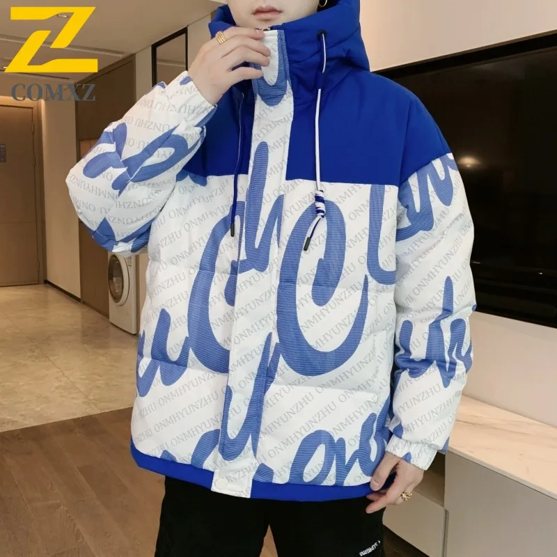 COMXZ 2025 Autumn Winter New Men Thickened Hooded Down Jacket Youth White Duck Down Thermal Casual outdoor sports Coat Trend