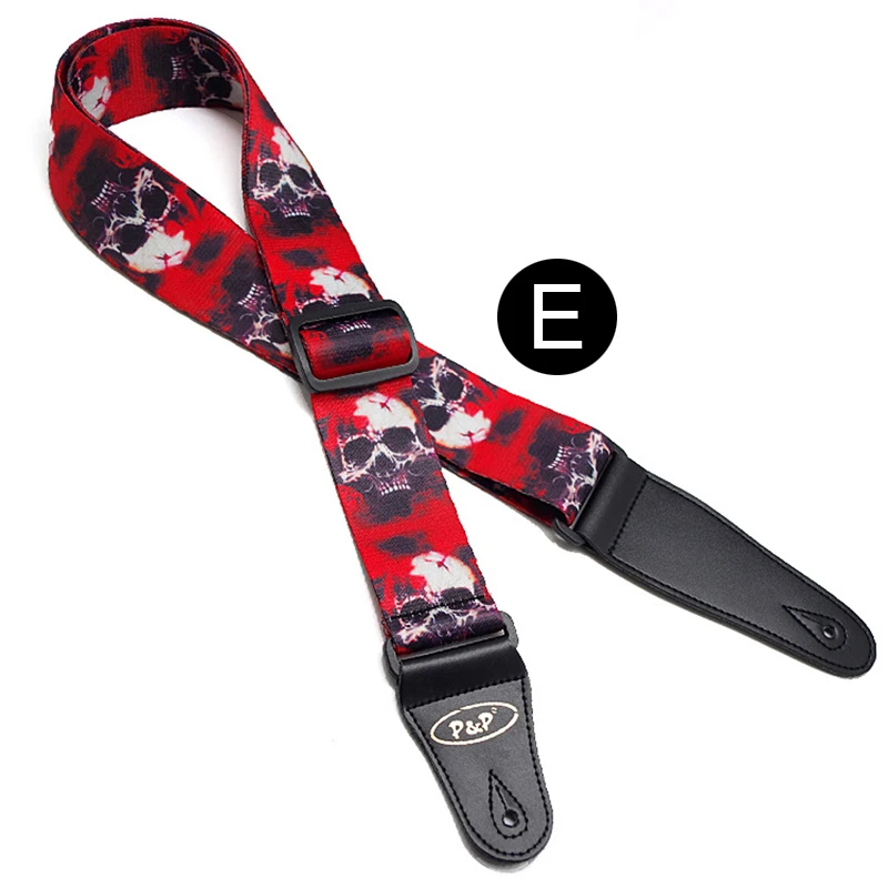 P&P Guitar Strap Skull Pattern Series Thermal Printing Electric Acoustic Folk Guitar Bass Strap