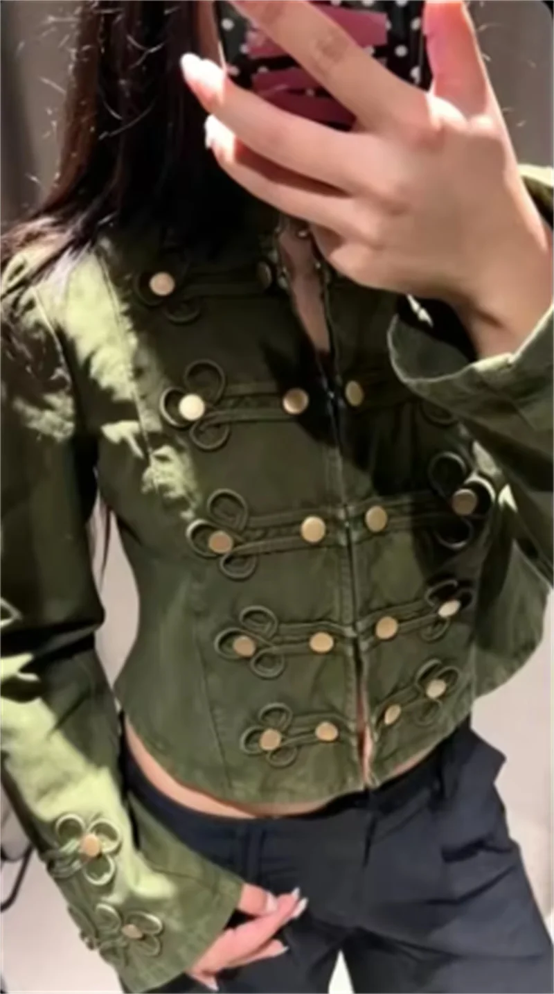 Guobioziy Women's Jacket 2026 Autumn/Winter New Simple Fashion Long Sleeve Stand Collar Color-Block Drawstring Waist Jacket