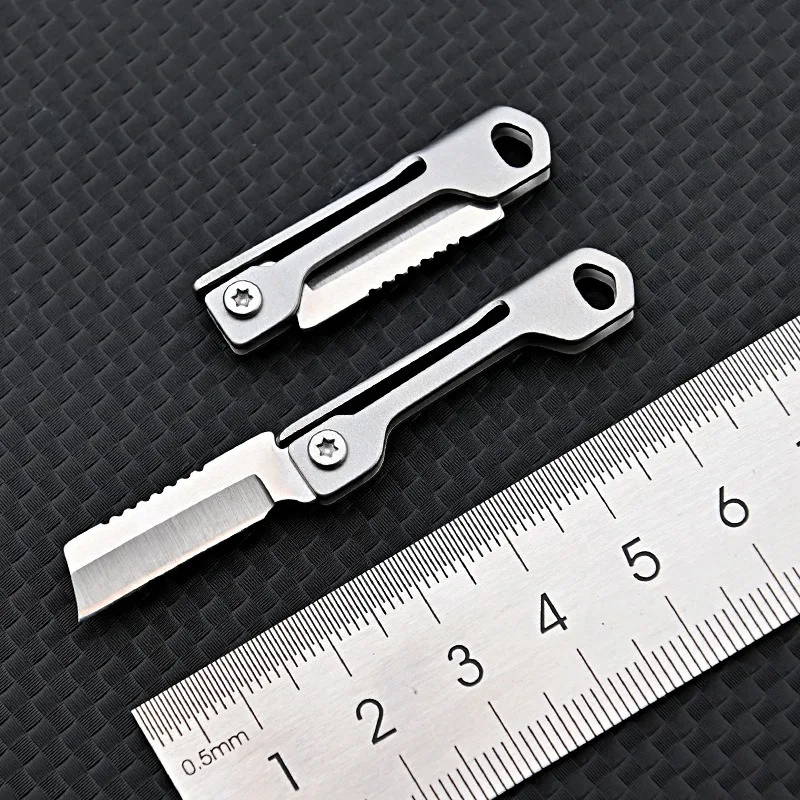 Stainless Steel Mini Folding Knife High Hardness Steel Sharp Knife With Keychain Pendant Disassembly Express Open Box EDC Tool image 4