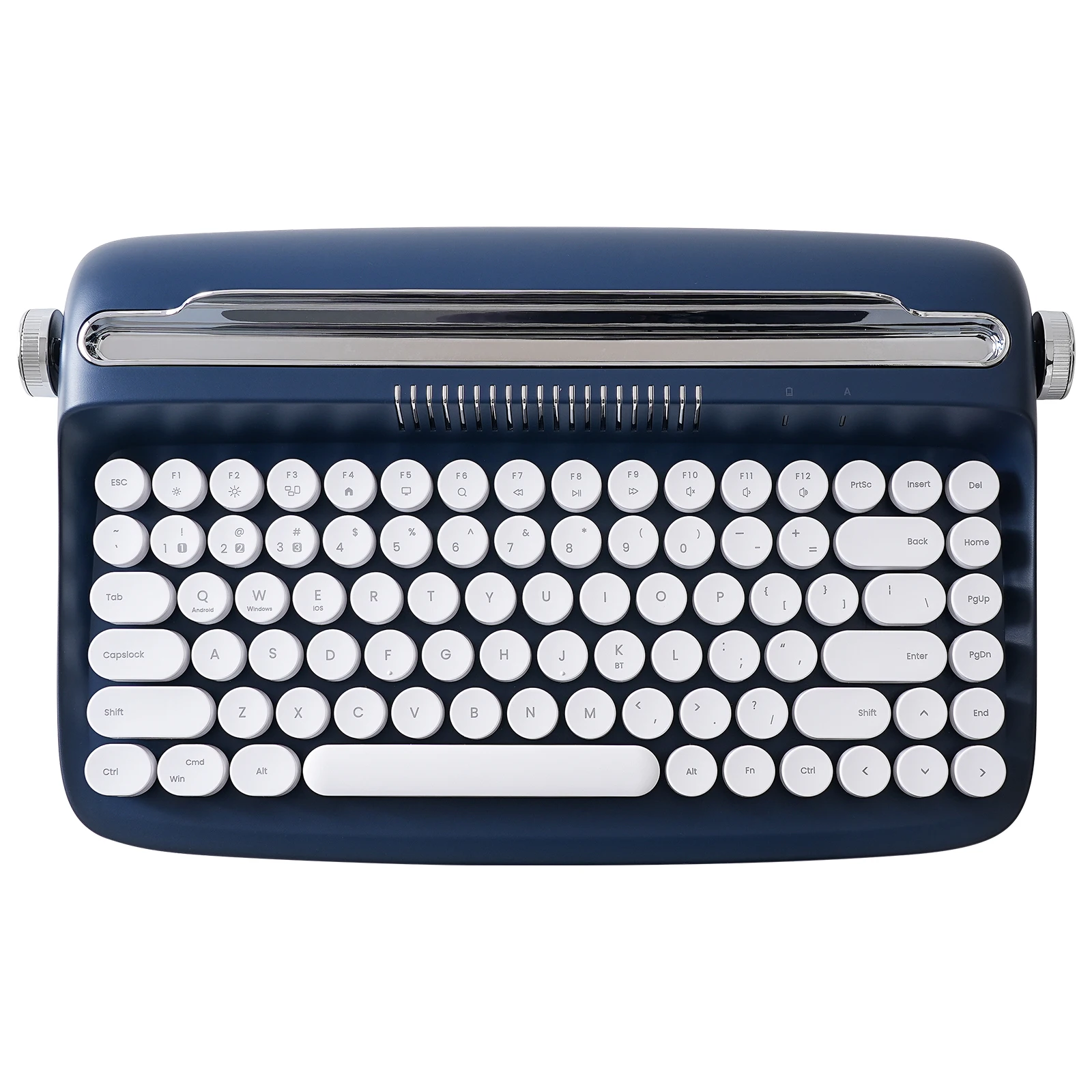 YUNZII ACTTO B303 Midnight Navy Retro Wireless Bluetooth Typewriter Aesthetic Keyboard with Integrated Stand for Multi-Device