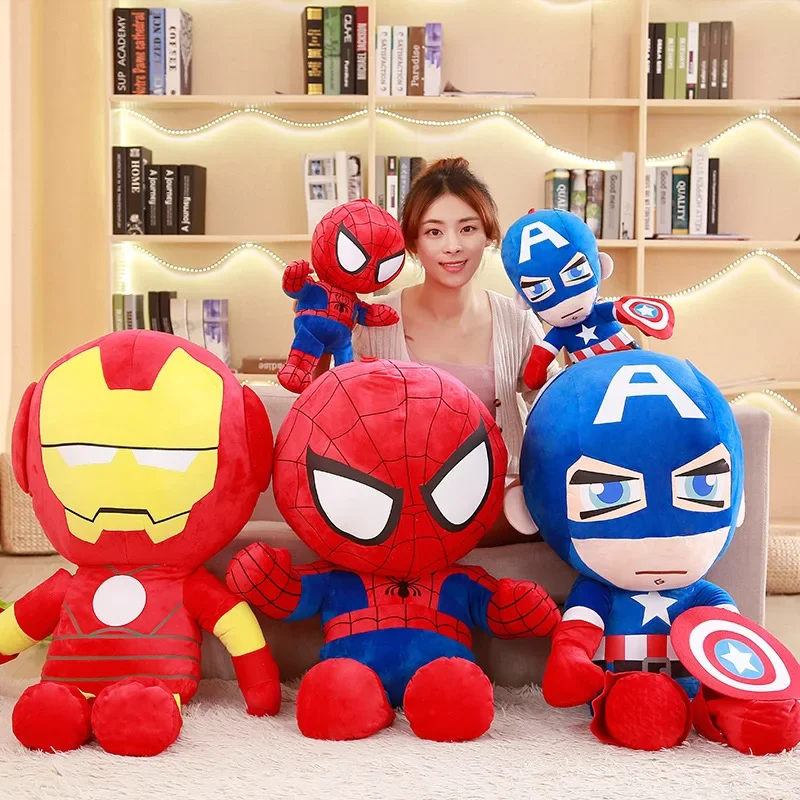 Disney Marvel Avengers Soft Stuffed Cute Captain America Iron Man Spiderman Plush Toys Movie Dolls Christmas Gifts for Kids Boys