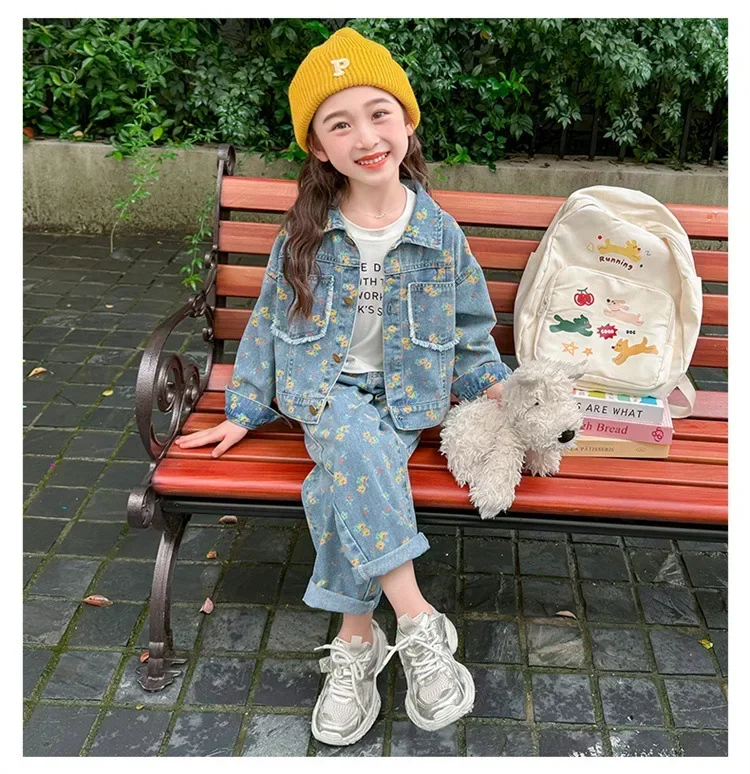 Baby Girl Clothes Suit Girls Spring and Autumn Denim Set 2024 Children Western Style Denim Two-piece Treasure Autumn Dresses