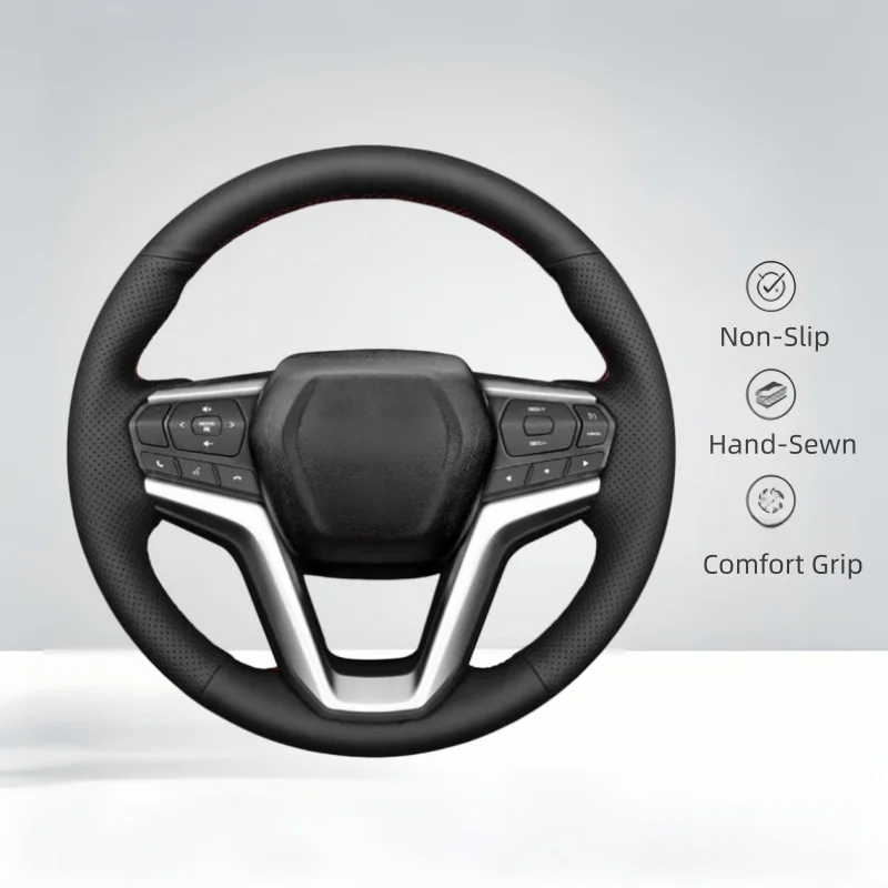 Car Steering Wheel Cover Non-Slip Microfiber Leather For Mazda BT50 High Plus BT-50 2021 2022-2024 Steering Wrap Braid Cover