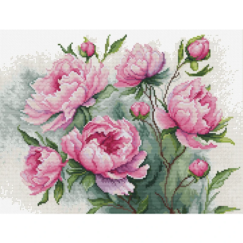 Quality Lovely Counted Cross Stitch Kits Embroidered Home Decoration The Charm of Peonies Luca-S B7019