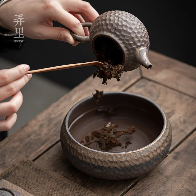 التذهيب الحجري حوض الشاي خمر السيراميك خزان المياه النفايات الحديد المزجج المياه منغ أواني الشاي الكونغ فو نوع الوعاء