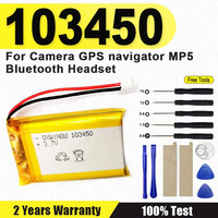 103450 3.7V 2000mAh Polymer Lithium Rechargeable Battery jst PH 2.0mm 2pin plug for Camera GPS navigator MP5 Bluetooth Headset