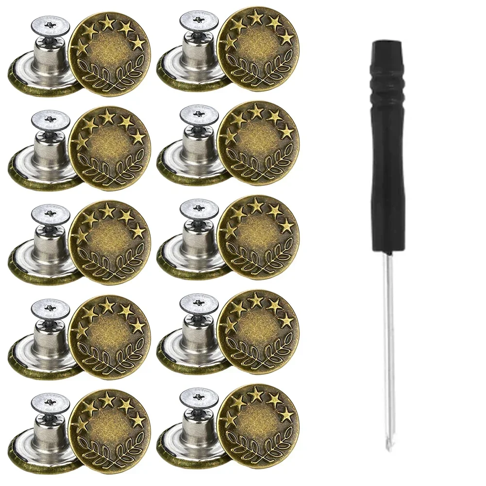 10 pezzi bottoni jeans di ricambio 17mm senza cucito kit di riparazione bottoni metallici bottoni Jean rimovibili senza chiodi accessori per cucire