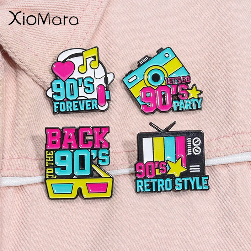 Back To The 90s Enamel Pins Funny Slogans Nostalgia Retro Style Hip Hop Metal Brooches Lapel Badge Jewelry Gifts For Friends