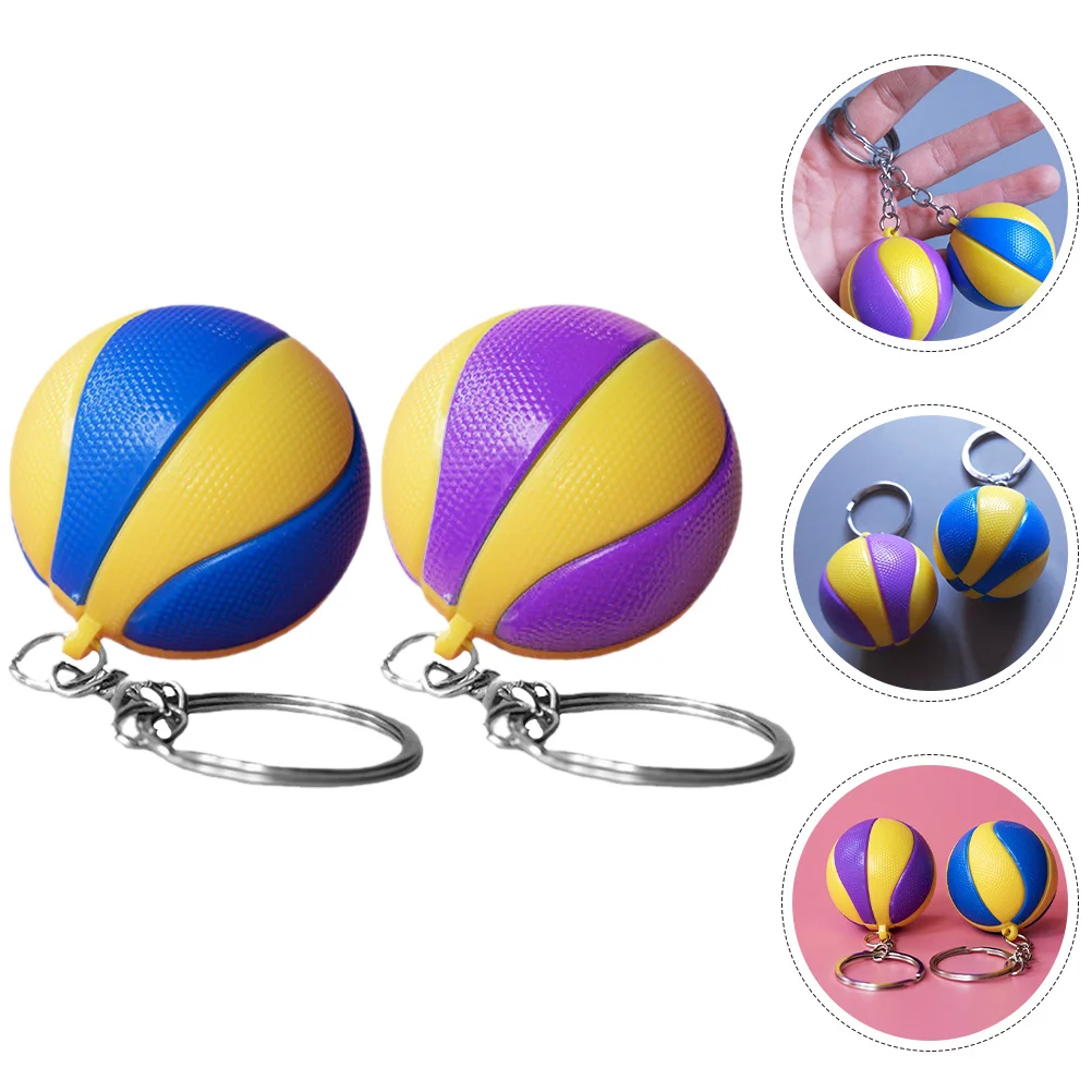 

4 Pcs Volleyball Keychain Keychains for Team Football Accessories Compact Two-color
