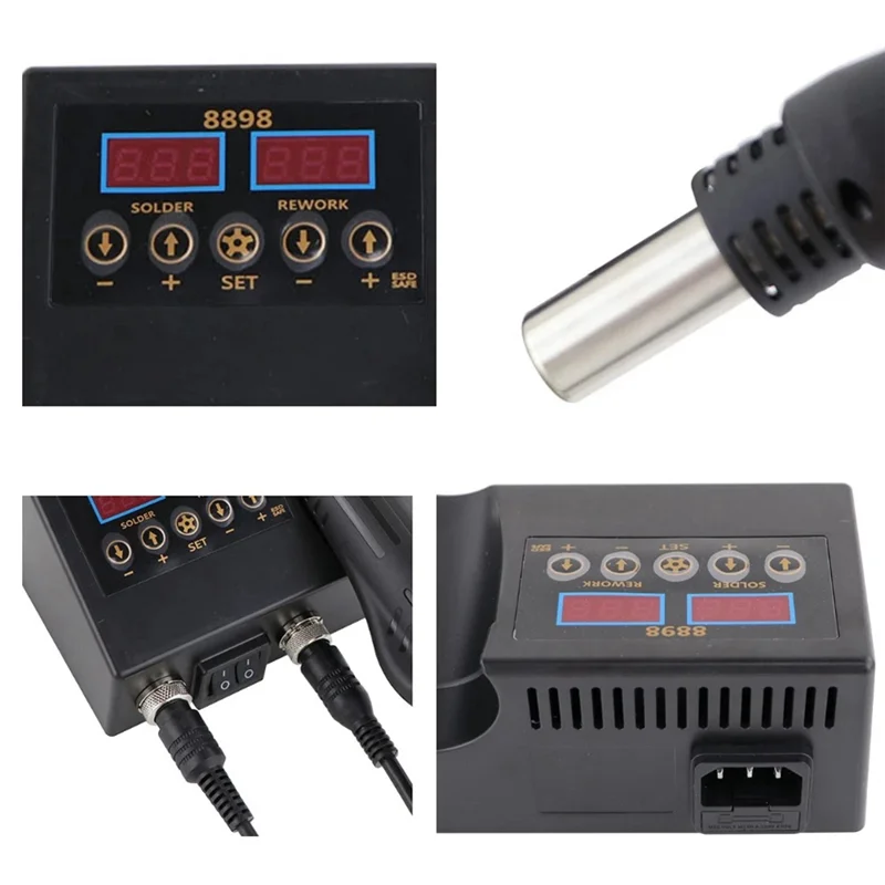 

ABMI-8898 Hot Air Desoldering Station Soldering Iron Station 750W Dual Digital Display EU Plug,