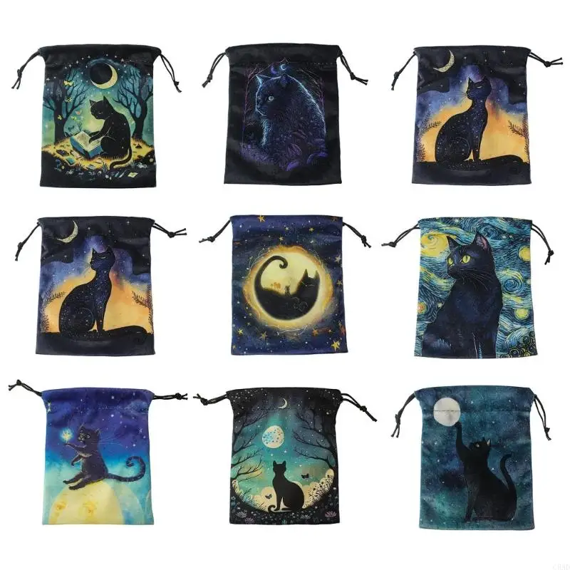 Drawstring Dices Bag Astrolabes Divinations Tarot Card Bag Mini Flannelette Bags C5AD