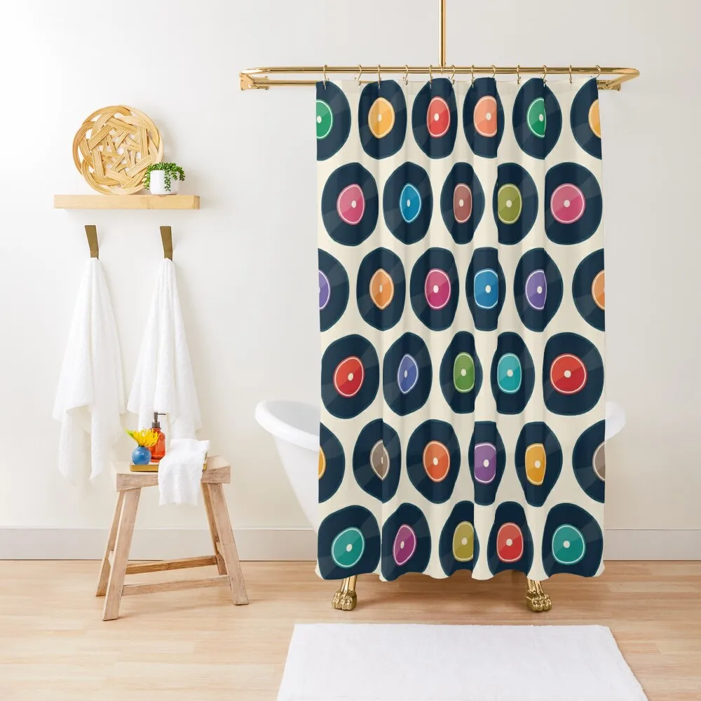 

Vinyl Record Collection Shower Curtain Cute Shower Set For Bathroom Shower Waterproof Bathroom Accessorys Curtain