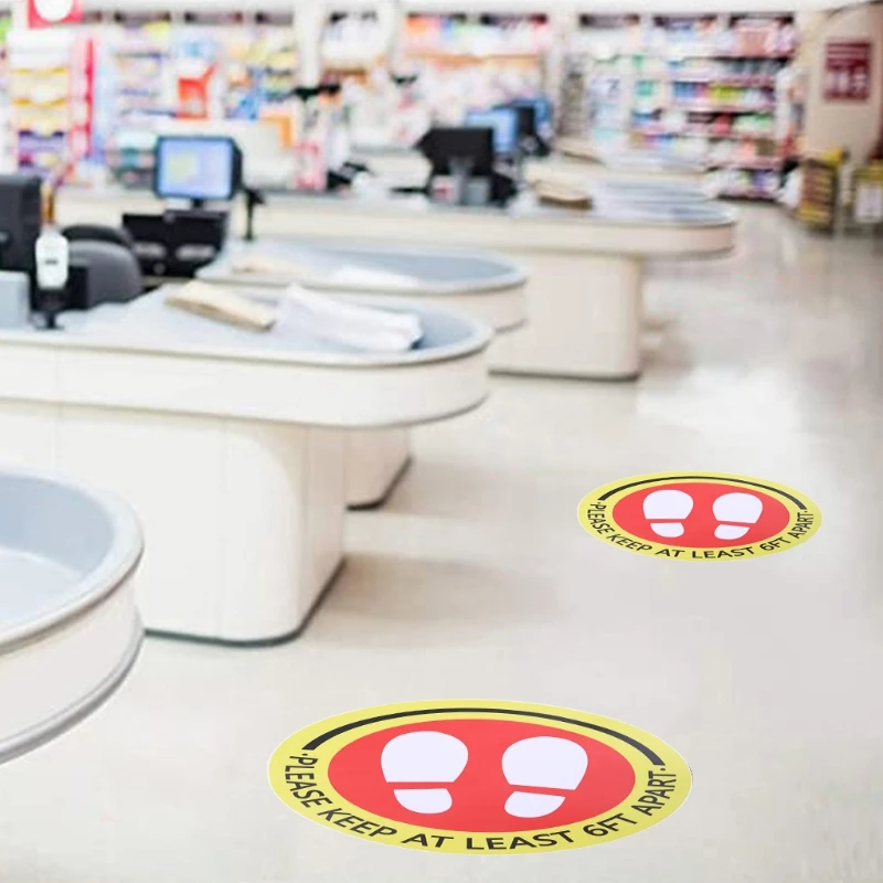 5Pcs/set Social Distancing Floor Sticker Chair Desk Table Notice for Restaurant Theater School Stadium Crowd Control