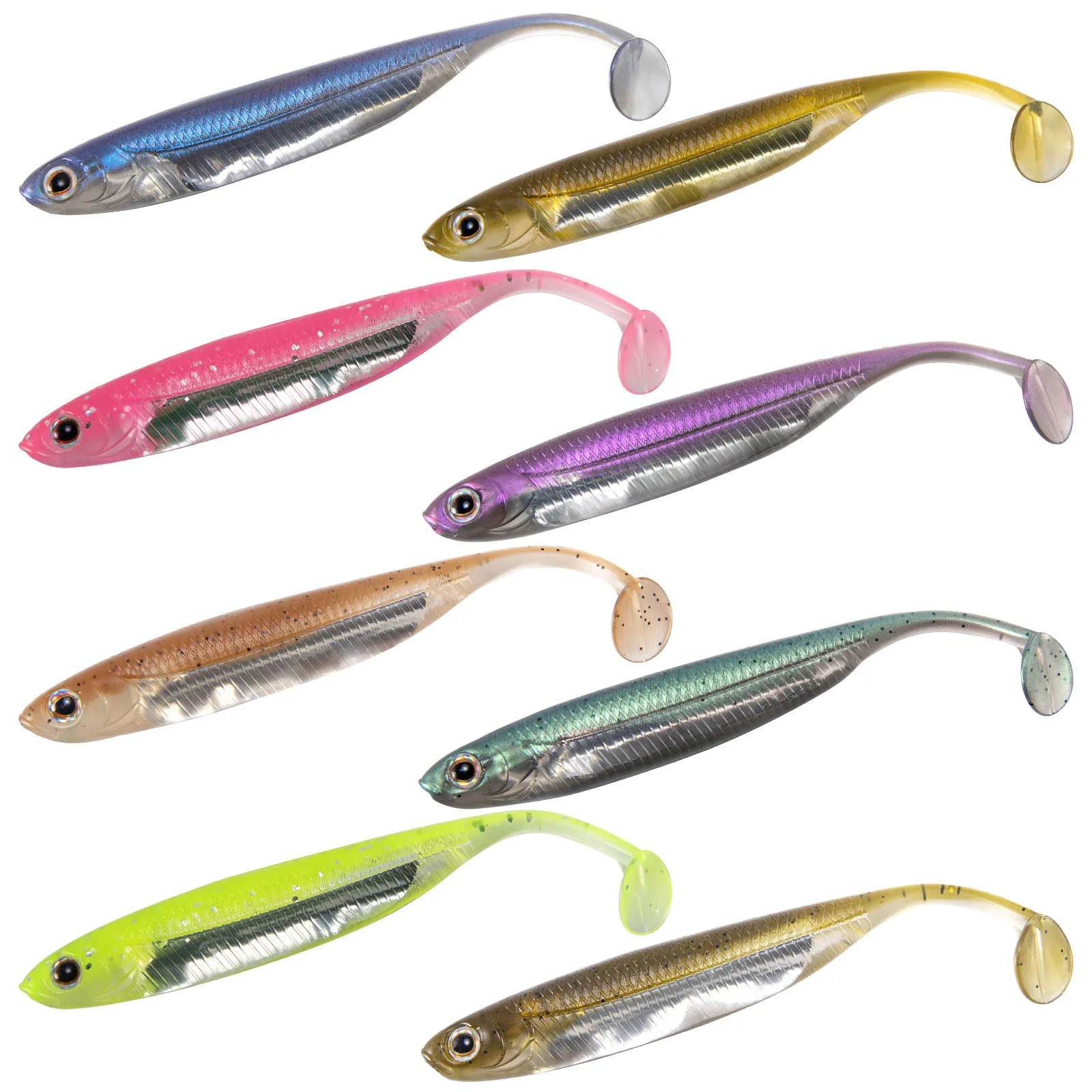 Paddle Tail Fishing Soft Lures Silicone Bait Shad Worm Swimbaits Freshwater for Drop Shot Rig Weightless Rig Bass Trout