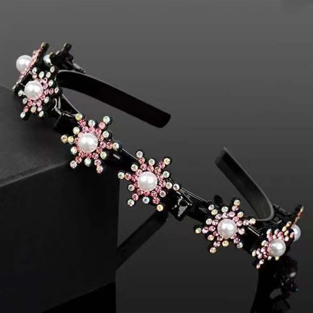 

Elegant Hair Bands with Clips Sweet French Style Women Pearl Hair Hoop Hair weaving Tool Snowflake Star