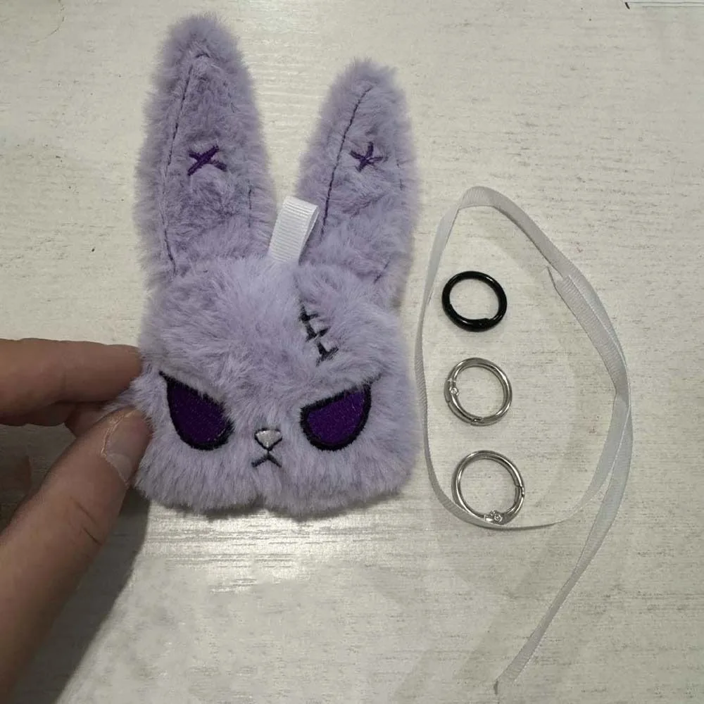 Quirky Doll Fluffy Gothic Rabbit Soft Compact Halloween Plushie Washable Lightweight Stitched Bunny Key Organizer