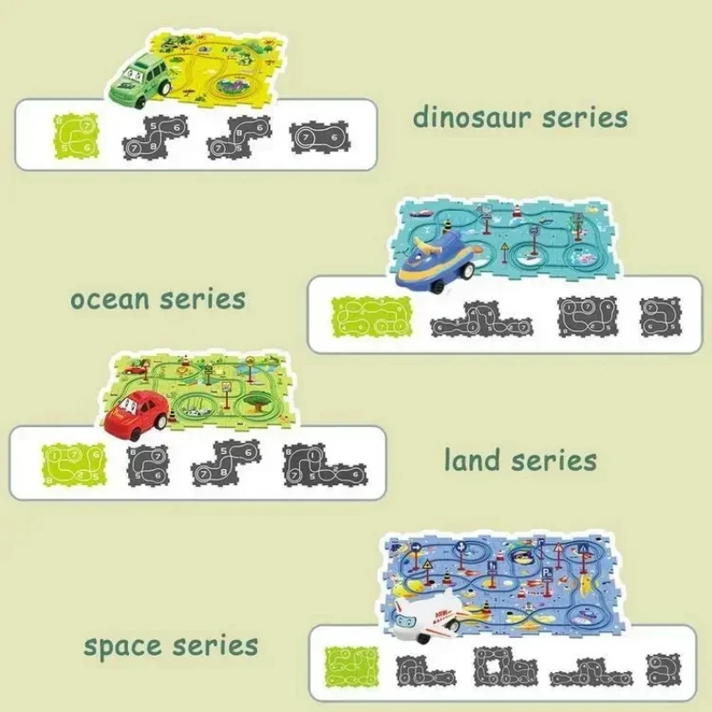 Bluey-rompecabezas eléctrico de ruedas calientes para niños, juguetes para bebés, alfombra de juego, coche de ferrocarril, Mini letreros de carretera, rompecabezas Diy, regalos exquisitos