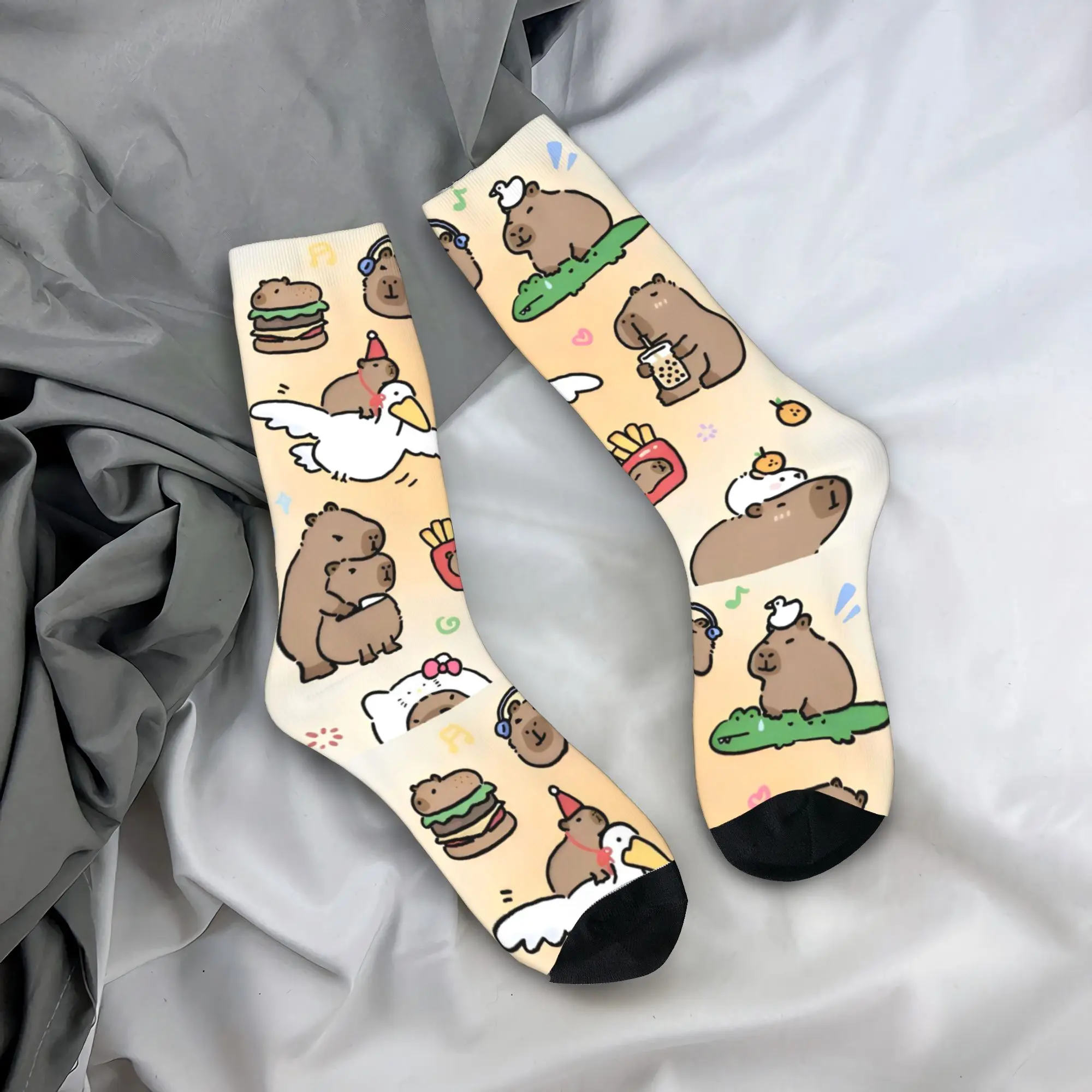 

Забавные милые носки с капибарой для баскетбола, полиэстеровые носки средней длины унисекс, дышащие