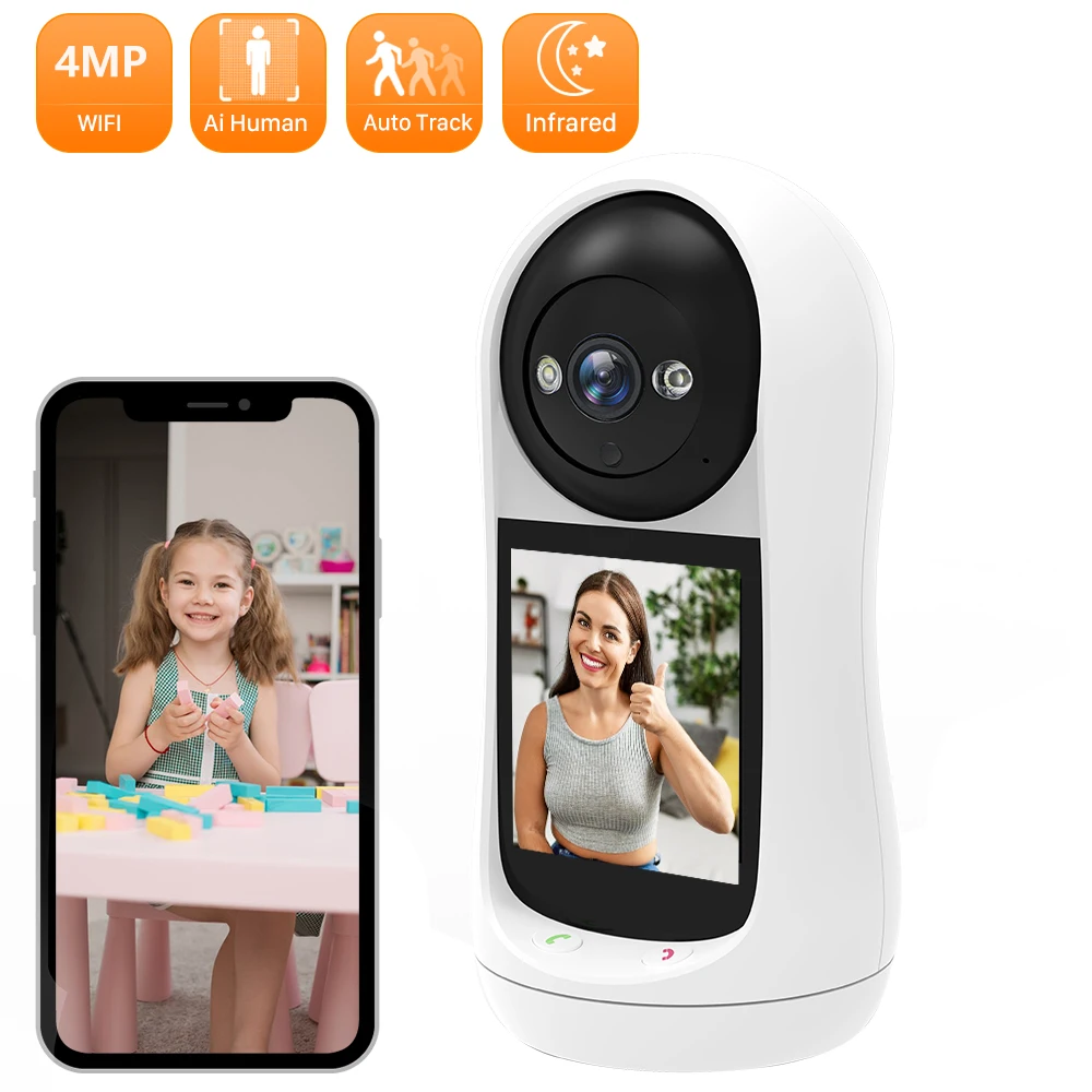 4MP 2K Indoor Baby Pet Monitor WiFi Surveillance Camera Security Protection IP Wireless Camera ICsee Smart Home Tracking