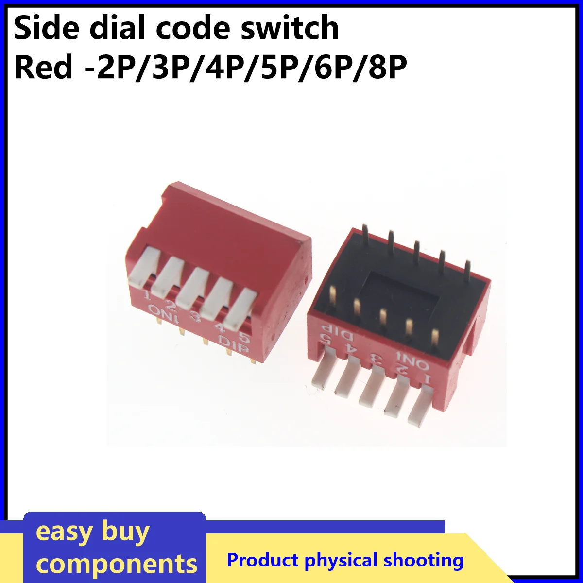 5 pz Rosso 1/2/3/4/5/6/8/10/12P Bit bit DIP Interruttore A Levetta Doule Fila PASSO 2.54 MM Interruttori Scorrevoli Ad Angolo Retto pianoforte con chiave