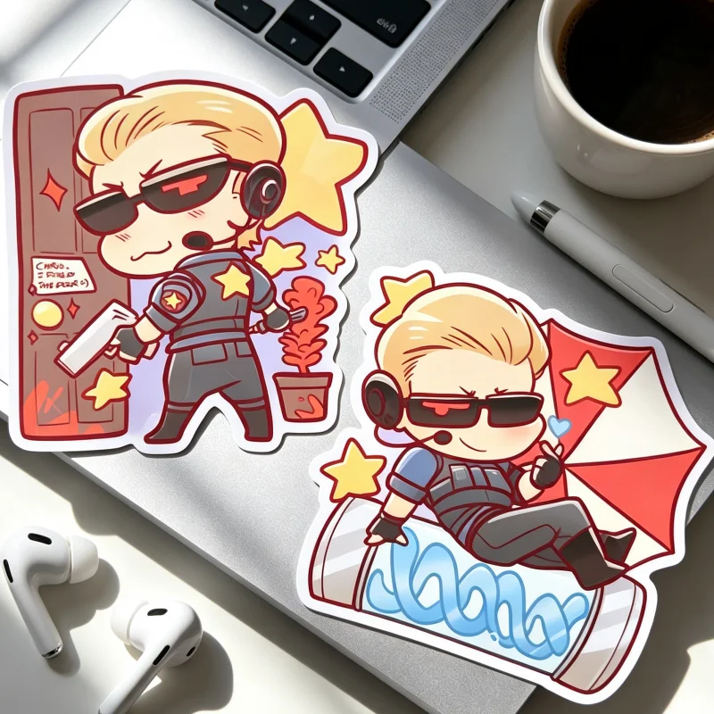 RE 1 Stars Wesker 3 Inch Vinyl Stickers Waterproof Glossy Decals Cosplay Accessories Anime Game Decor Gift