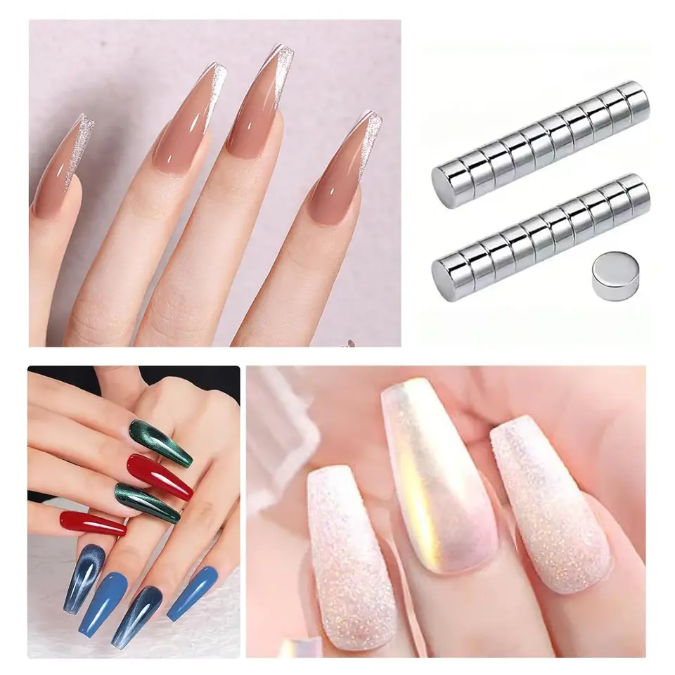 10/50 imanes pequeños para uñas, cortador de puntas falsas, imán de ojo de gato, herramienta de manicura profesional, tablero magnético 3