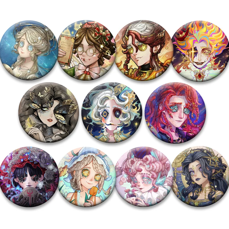 

Exquisite Round Cartoon Pins Asymmetric Competitive Mobile Game Identity V Badge for Bag Decor Daily Stylish Ornament Brooches