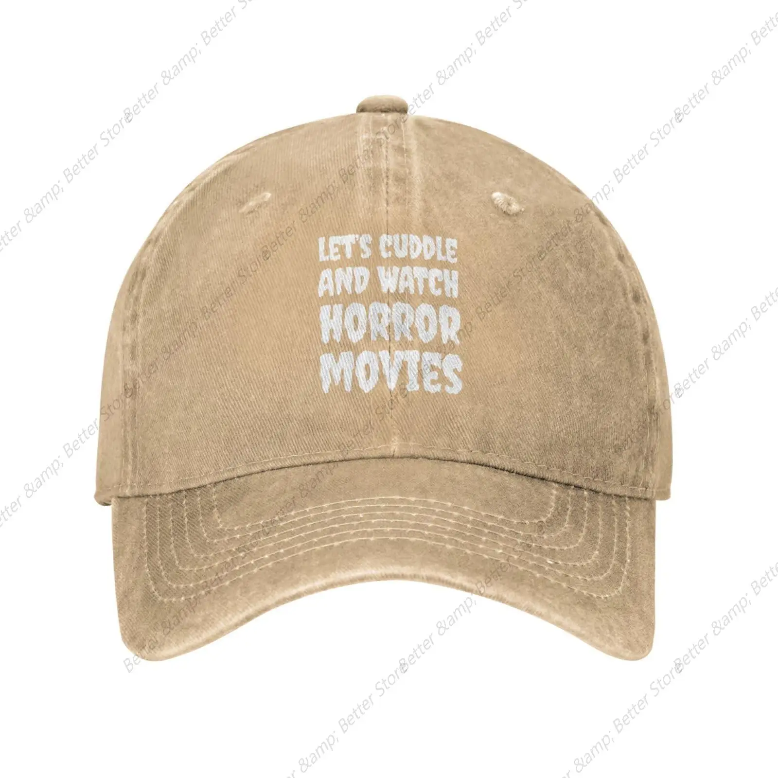 Lets Watch Horror Movies Vintage Cowboy Hat Natural Washed Distressed Golf Cap Adjustable Sunhats