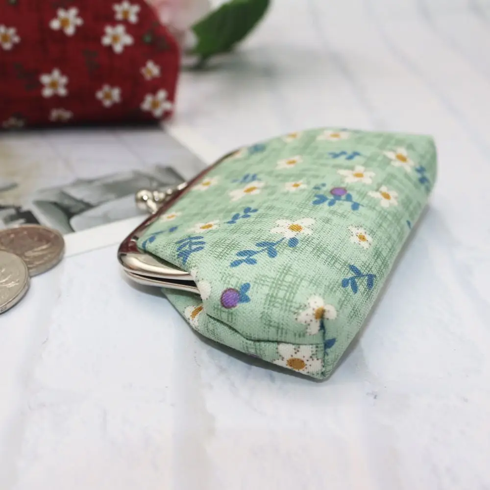 Bright Colored Flower Print Women Hasp Purse Retro Money Clip Coin Purse Clutch Bag Small Wallet