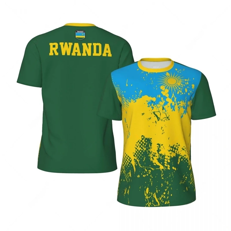 Rwanda Flag Football T Shirts For Men Fashion Summer National Emblem 3D Printed Jersey Casual Quick Dry Breathable Tees Tops