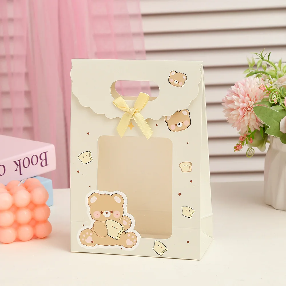 StoBag, Cute Cartoon Bear Gift Transparent Bags, for birthday, party, wedding, children\'s day, Pack candy cookies toys, 12/30pcs