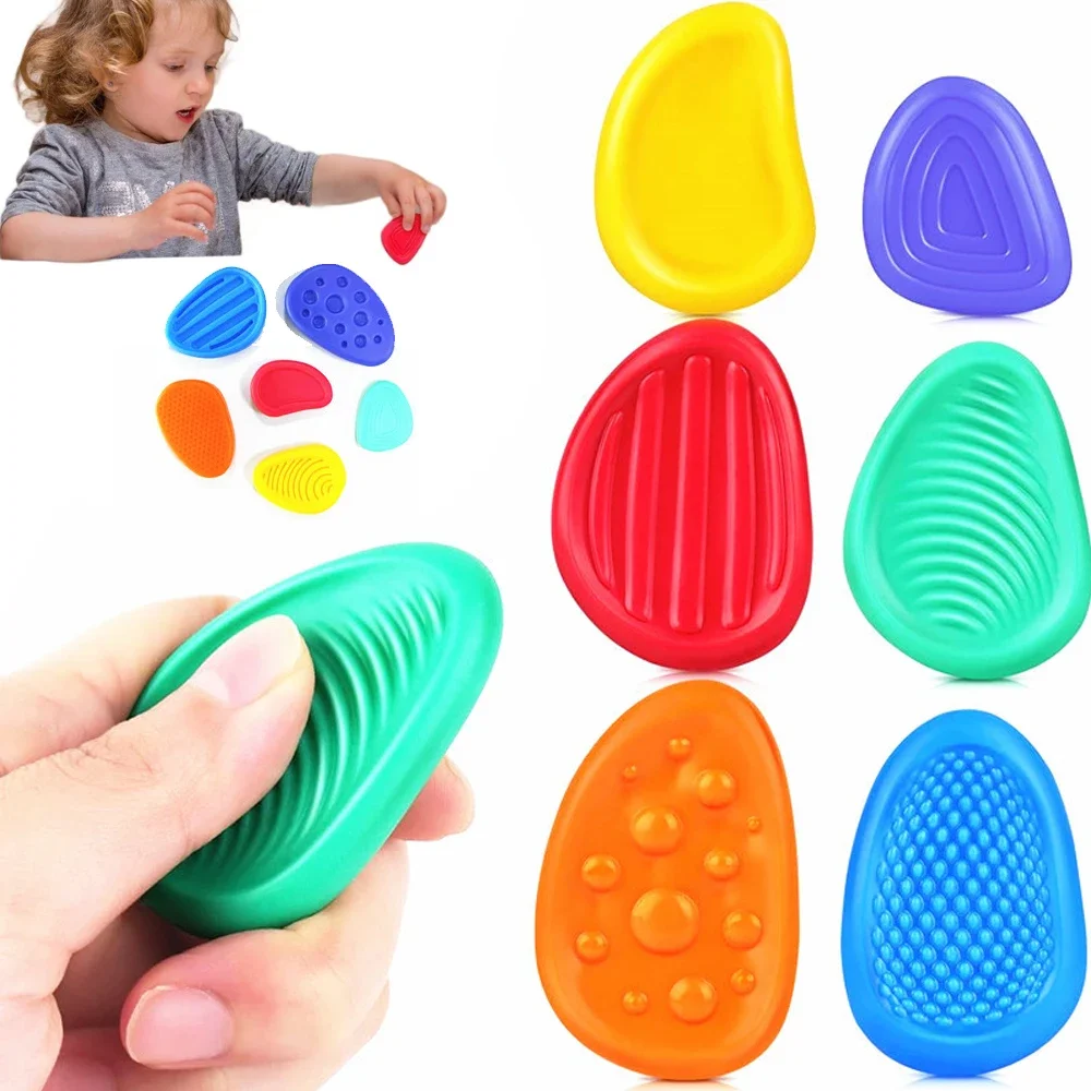 Sensory Fidget Toys for Kids Adults, 6 Pack Silicone Worry Stone for Autism, ADHD, Teens Calm Down Quiet Anxiety Relief Fidget