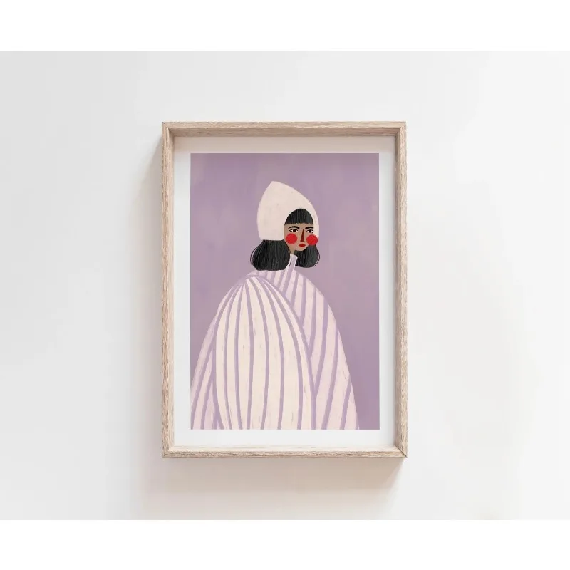 Whimsical Colourful Art Print Vibrant Woman Minimal Portrait Canvas Painting Female Poster Dorm Home Wall Decor Room Decor Aesth