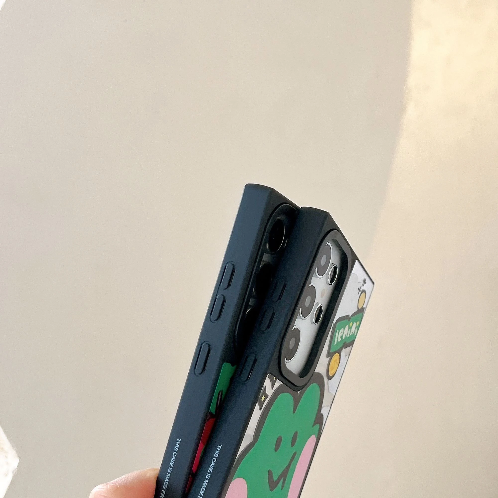 Чехол с черной рамкой и зеркальной поверхностью лягушки для Samsung Galaxy S25 + Plus S24 S23 Ultra S25U