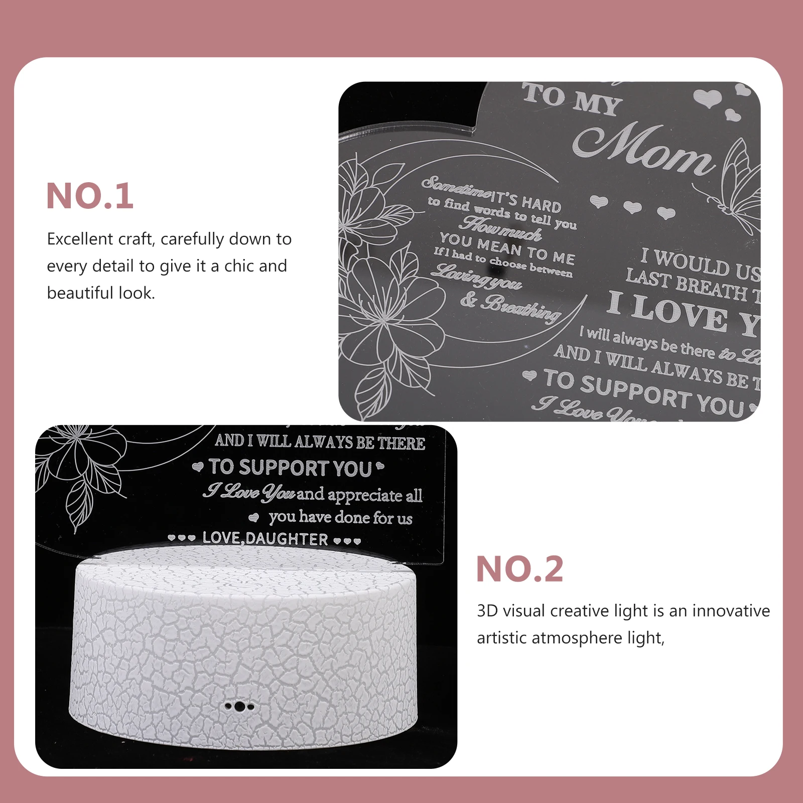 

3D Acrylic Night Lamp LED Desk Shape Romantic Bedroom Decor Kids Button Operated Touch Control Gifts Small