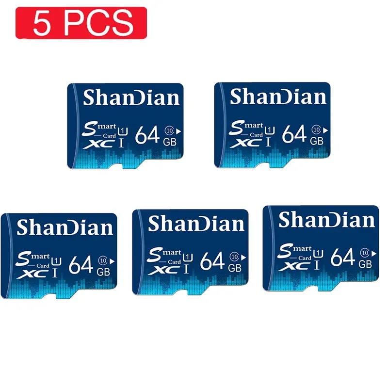 5 PCS LOT High Speed Smart SD Card 64GB Sky Blue Memory Card 32G For Mobile Phone Storage Devices 16GB Business Christmas Gift