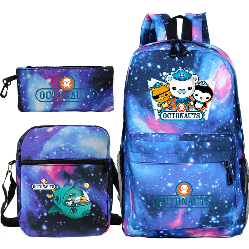 

Cartoon The Octonauts Backpack Cute Bookbag Girls Boys Octonauts School Backpacks Children's Daily Rucksack 3 Pcs Set Schoobags