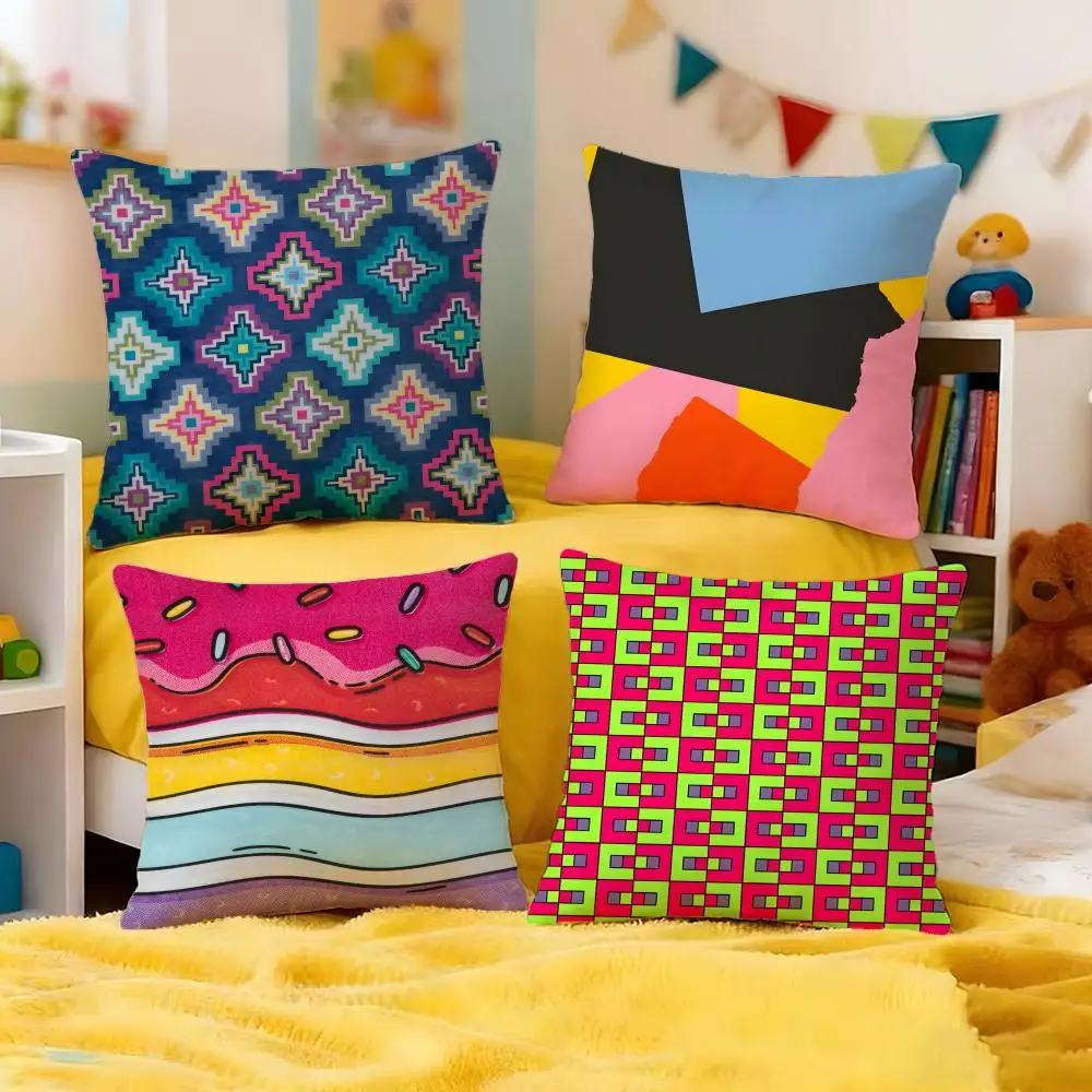 Artistic Background Patterns Cushion Cover Premium Soft Pillowcase Skin-Friendly Breathable Multi-Purpose for Home Office Travel