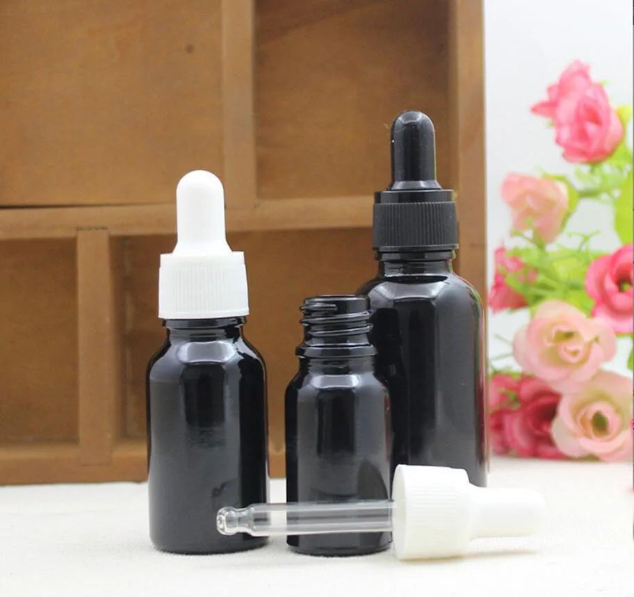 

10ml black glass bottle essential oil liquid serum complex recovery dropper gel serum liquid skin care cosmetic packing