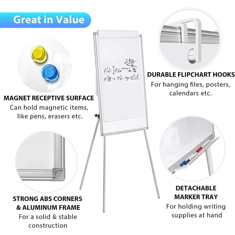 السبورة البيضاء - مسح جاف مغناطيسي محمول 36 × 24 حامل ثلاثي القوائم قابل للتعديل، حامل حامل لوح أبيض مقاس 3 × 2 بوصة لـ O #4