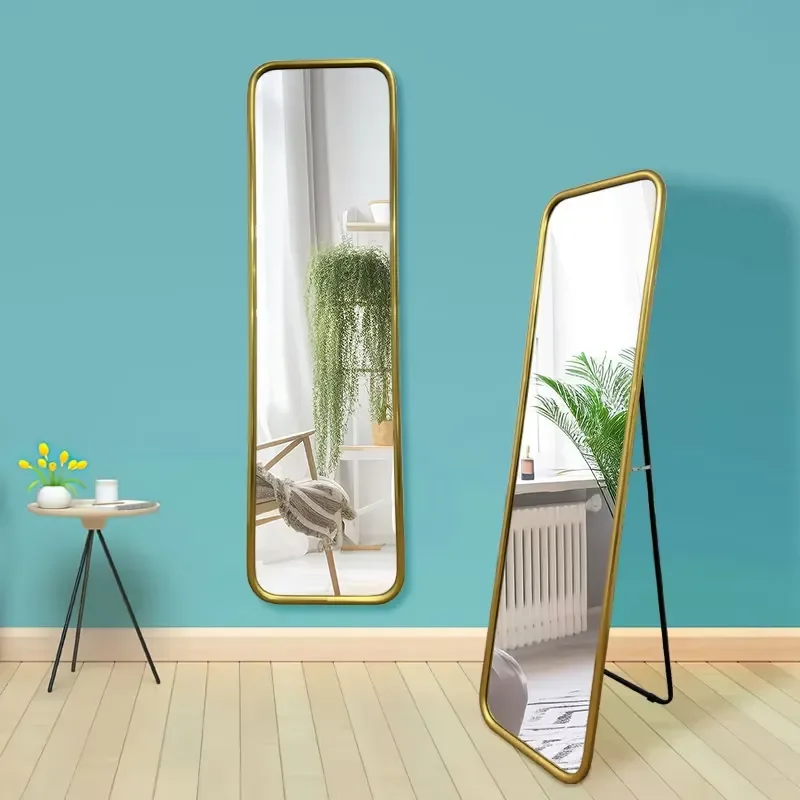Modern Full-Length Rectangular Floor Mirror Lightweight Plastic Frame Full Body Standing for Dressing Wall Decor