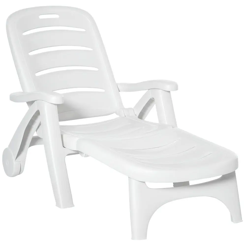 

Outdoor Chaise Lounge, 5 Level Adjustable Backrest Lounge Chair with Wheels, Folding Tanning Chair for Pool, Beach, Patio, Gard