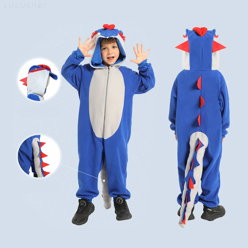 

Детский плюшевый костюм животного для теплой погоды, на Хэллоуин, карнавал, аниме, косплей диметрода, динозавр, комбинезон для выступлений