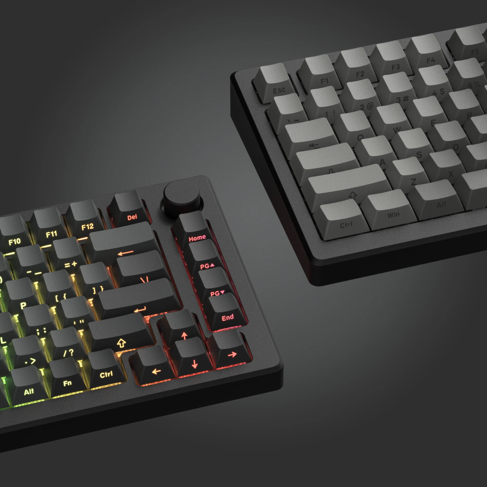 Teclas de doble disparo PBT para teclado Gateron MX, teclas de perfil Cherry, brillo impreso lateral gris degradado, 121 teclas